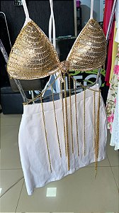 Conjunto de Saia e Cropped Correntes Nalla