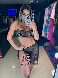 Conjunto Saia e Cropped Tule Lorena