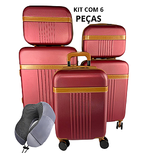 Kit 3 Malas De Viagem - Bordo, Média E Grande Polipropileno e uma Almofada da Nasa