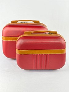 Kit com 2 Frasqueiras de Viagem Tamanhos 14 e 16 – Cor Vermelha | Trilha Malas