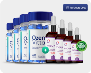 OzenVitta 60 Cápsulas 4 Potes + Mounjax Gotas 4 Frascos
