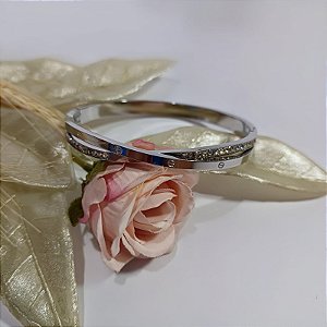 Bracelete cruzado com zircônia no ródio