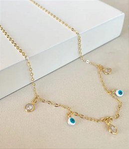 Gargantilha olho grego com ponto de luz