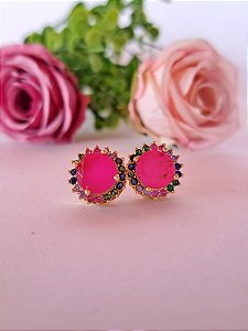 Brinco com zircônia fúscia