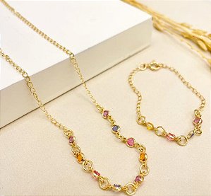 Conjunto colors colar e pulseira Infantil