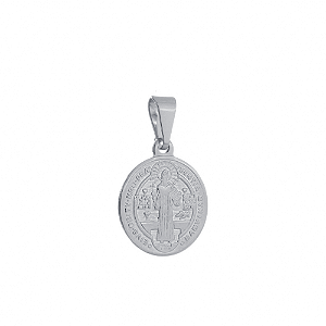 Pingente Prateado Medalha de São Jorge