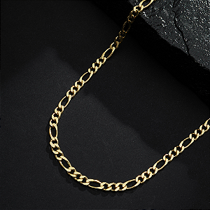 Corrente Dourada Masculina Elo 3 por 1 - 3mm