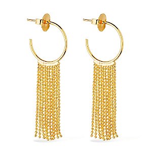 Brinco Dourado de Argola e Franja