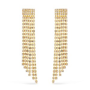 Brinco Dourado de Luxo com 123 Pedras de Strass