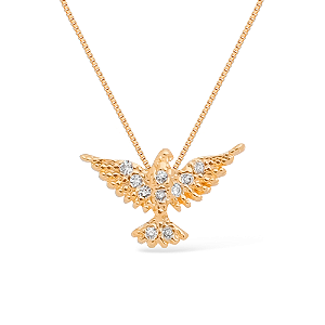Colar Dourado Espirito Santo com Zircônia