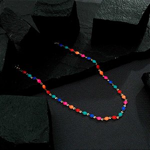 Chocker Dourada Colorida com Extensor