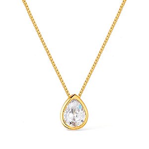 Colar Dourado de Gota em Zircônia