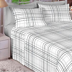 Jogo de cama KIng premium 200 fios 100% algodão cinza 7524-1 - Estamparia
