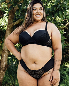 CONJUNTO DE RENDA E TULE TAM 56 PRETO