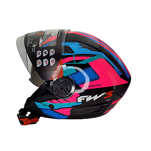 Capacete FW3 X Open Up Fox Rosa Com Óculos Interno