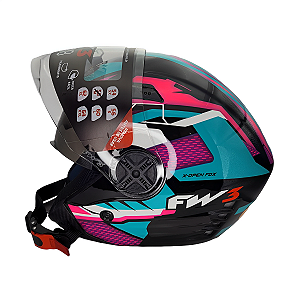 Capacete FW3 X Open Up Fox Azul Com Óculos