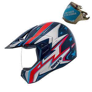 Capacete Bieffe 3 Sport AZV50 Azul / Vermelho + Viseira Fumê