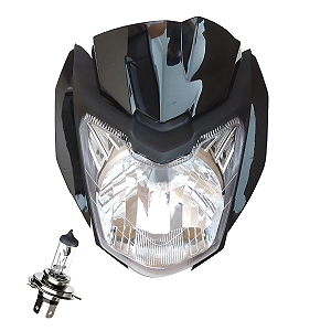 Farol Comp C/Carenagem Preto Sportive Fazer 13/15 + Lampada