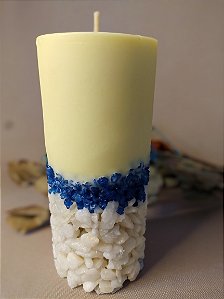 Vela com base de pedras Bergamota G