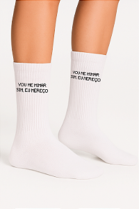 Meia Esportiva Unissex | Coleção Frases - Vou Me Mimar Sim, Eu Mereço