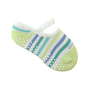 Meia com Antiderrapante Infantil | Listras Verde