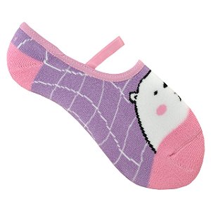 Meia com Antiderrapante Infantil | Urso Rosa