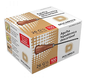 AGULHA HIPODERMICA 13 X 4,5 CX C/100 UNIDADES - DESCARPACK
