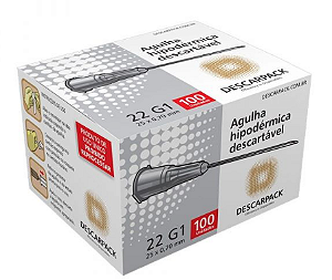 AGULHA HIPODERMICA 25 X 07 CX C/100 UNIDADES- DESCARPACK