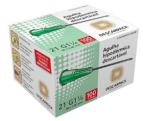 AGULHA HIPODERMICA 30 X 08 CX C/100 UNIDADES - DESCARPACK