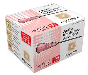 AGULHA HIPODERMICA 40 X 1,20 CX C/100 UNIDADES - DESCARPACK