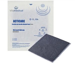 CURATIVO DE CARVÃO ATIVADO COM PRATA 10,5CM X 10,5 CM- ACTICARE AG