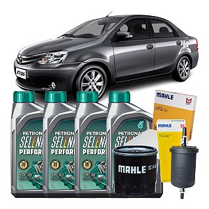 Kit Óleo 5W30 e Filtros Etios 2016 a 2018 Selenia