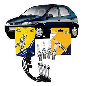 Kit 4 Velas + Cabos Ignição Magneti Marelli Celta 1.0 1.4 2000-2006