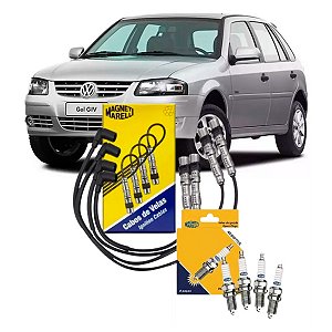 Kit 4 Velas + Cabos Ignição VW Gol G4 1.0 Flex 2006-2009 Magneti Marelli