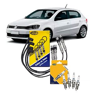 Kit 4 Velas + Cabos Ignição VW Gol G6 1.0 2012-2016 Magneti Marelli