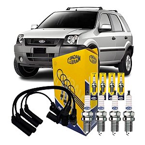 Kit 4 Velas + Cabos Ignição EcoSport 1.6 2003-2008 Magneti Marelli