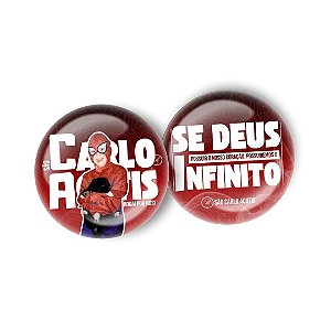 Botton São Carlo Acutis | "Possuiremos o Infinito" (versão vermelha — Homem-Aranha)