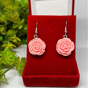 Brinco Divertido de Flor Rosa claro e Rosa escuro