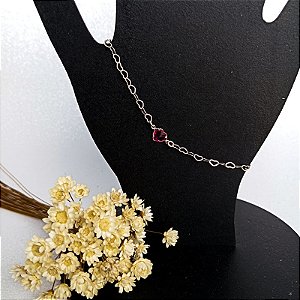 Pulseira Elo Corações - Coração Rosa
