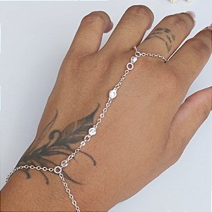 Pulseira Hand Chain - 4 Zircônias