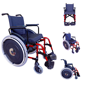 Cadeira De Rodas Dobrável Alumínio Obeso 150 Kg 44 Cm Cereja