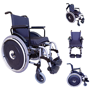 Cadeira De Rodas Dobrável Alumínio Obeso 150 Kg 44 Cm Prata