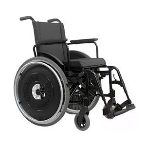 Cadeira de Rodas Dobrável Alumínio Rodas Removível 44cm 150 kg MA3E - Preto