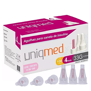 Agulha Para Caneta de Insulina Fina Pequena 4 MM 32G 100 Und