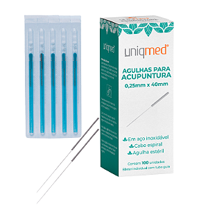 Agulhas Para Acupuntura 0,25mmx40mm Cabo Espiral  100 Und