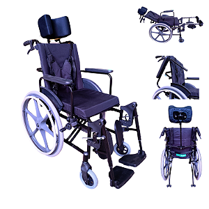 Cadeira De Rodas Reclinável Dobrável Obeso 150kg 48 Cm Preto