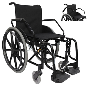 Cadeira De Rodas Alumínio Dobrável Desmontável Resistente 48 Cm 120 kg Preto
