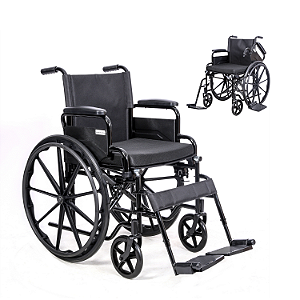Cadeira de Rodas Dobrável Pneu Antifuro Idoso Obeso 45 cm 120 kG