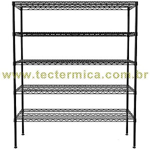 Estante aramada branca com 5 prateleiras para câmara fria - 79Lx37Px188A cm