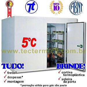 Câmara fria pré-fabricada 3,4x3,4 refrigerados 5°C 220v completa